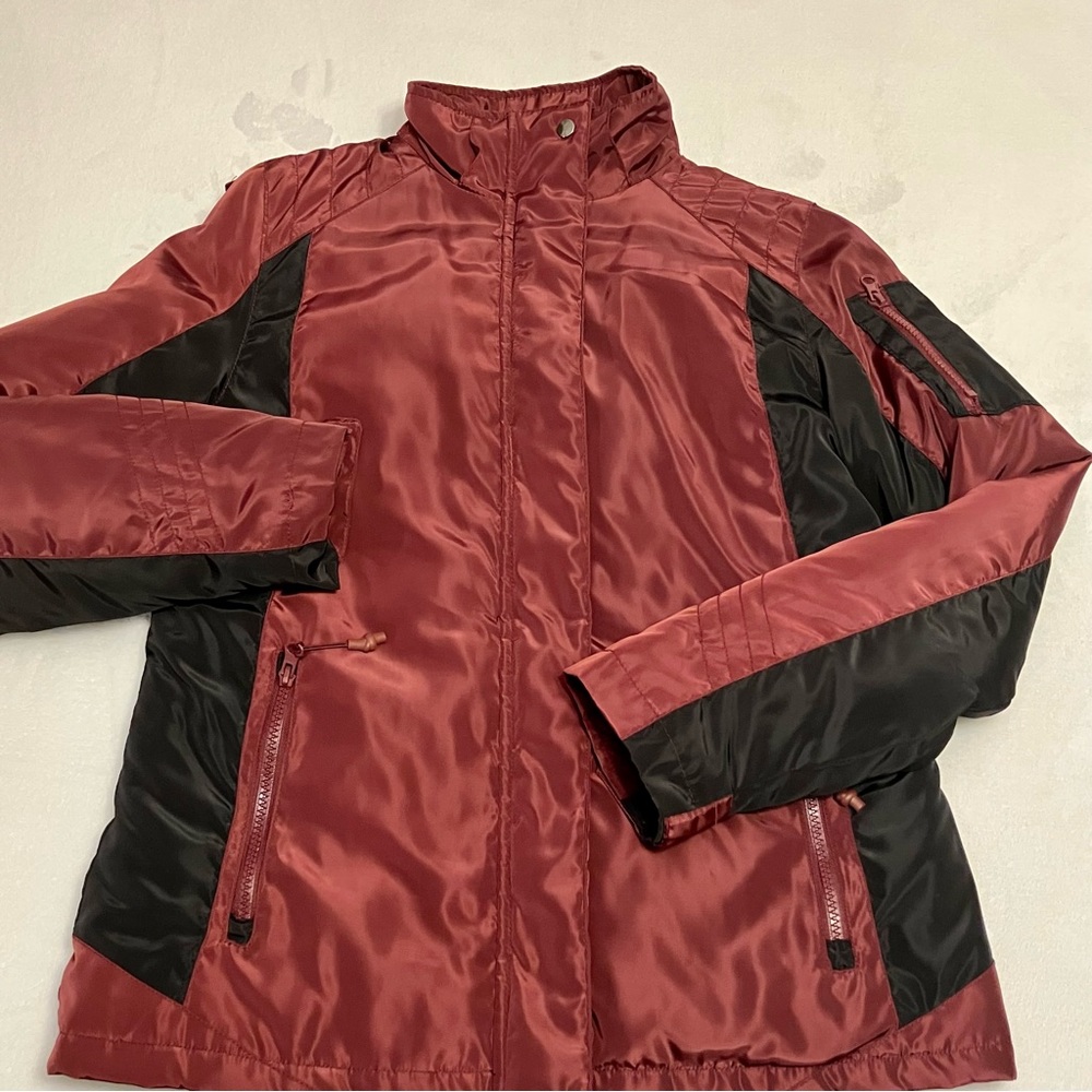 Laura Scott Women's 3-In-1 Jacket Burgundy Black Size Small Ski & Snow Jacket